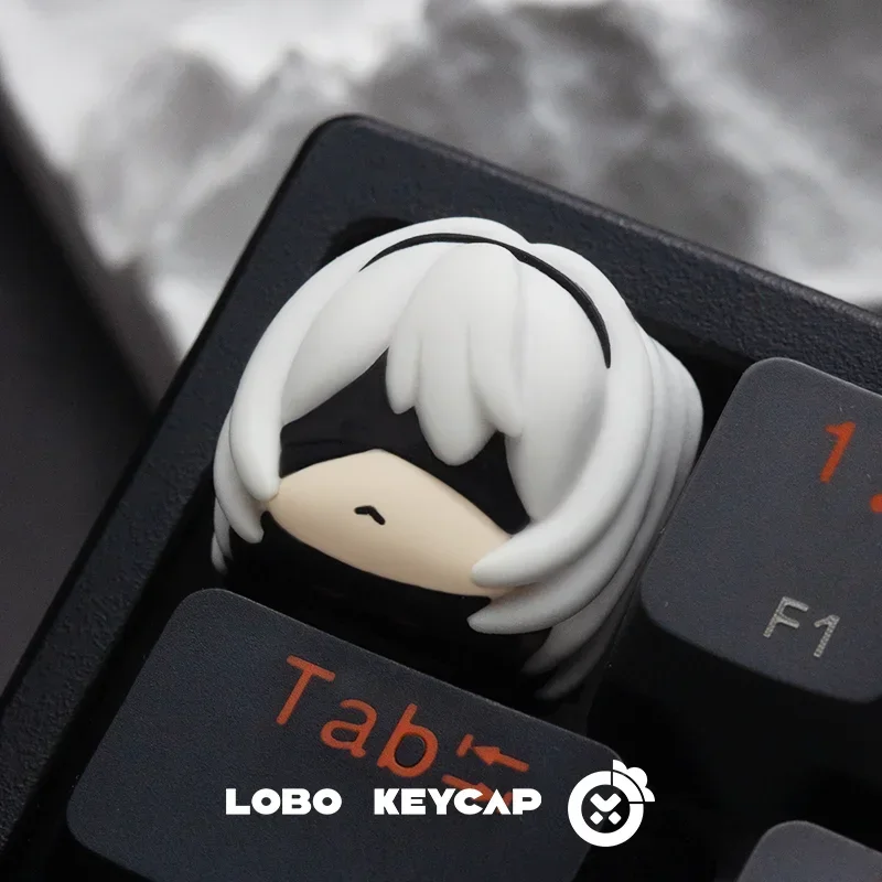 Customized Neil-2B 9S Keycaps Resin Keycaps Cute Cartoon Anime Point Key Cap Original Artisan Design Keycaps for Gamers Office