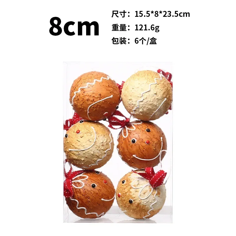 Christmas Gingerbread Man Christmas  Ball Christmas Tree Decoration Pendant 8cm Painted Biscuits Cartoon Decorative Hanging Ball