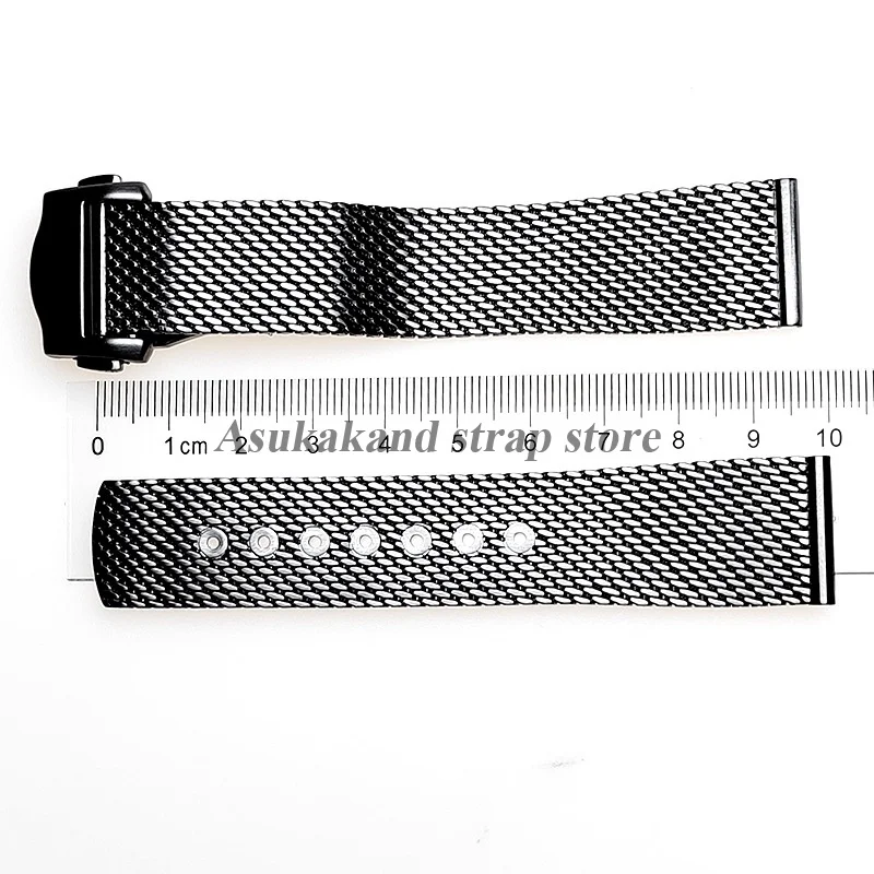 Hochwertiges 20-mm-Uhrenarmband aus Edelstahl für Omega Seamaster 007 Milanese Mesh Metallarmband Faltschließe Bandzubehör