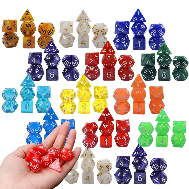 

35/70pcs Multicolour Dice Set with Bags Multiple Colors Polyhedral RPG DND Role Playing Dragons Board Game Multiple Dice TMZ
