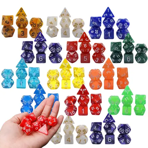 35/70pcs Multicolour Dice Set with Bags Multiple Colors Polyhedral RPG DND Role Playing Dragons Board Game Multiple Dice TMZ