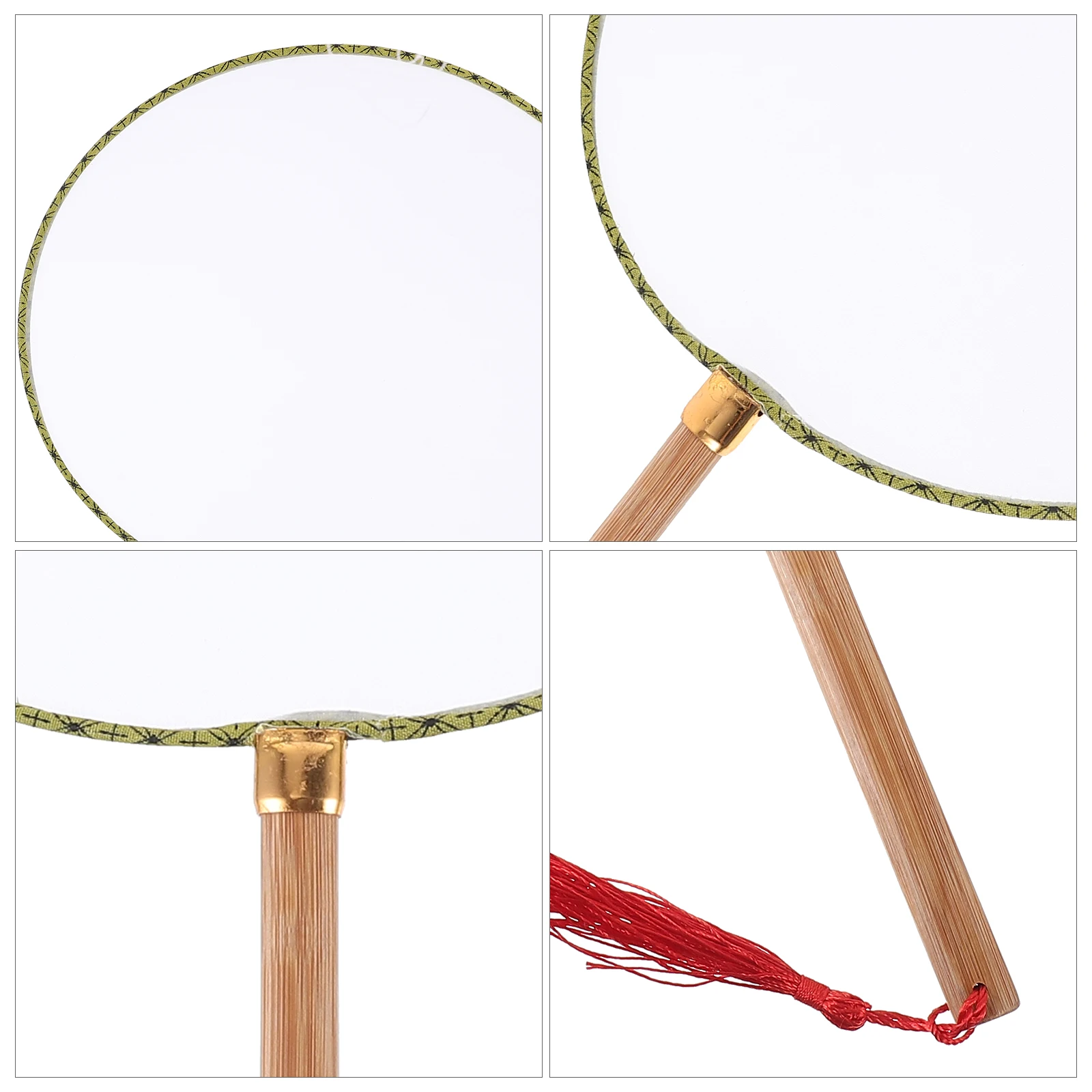 

5pcs Bamboo Handle Diy Blank Round Hand Fans Graffiti Painting Craft Thicken Unfinished Decorative Fans Home Bedroom Living Room