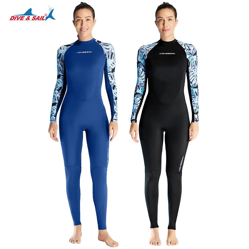 

2024 new one-piece long sleeved diving suit, sun protection quick drying swimsuit, snorkeling surfing plus size jellyfish suit
