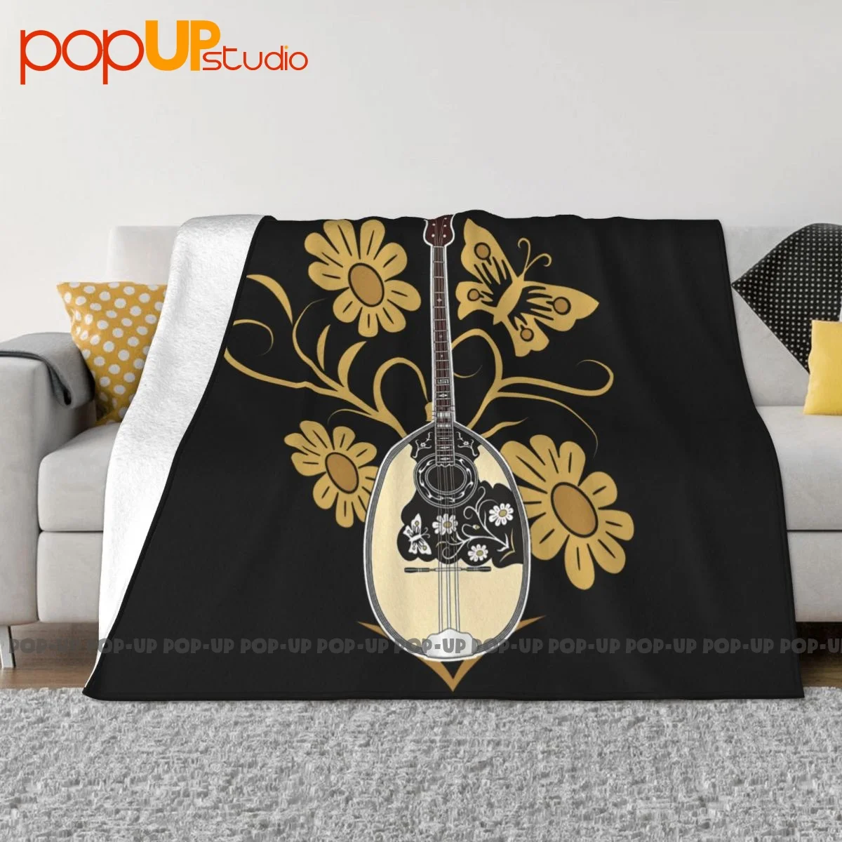 Greek Bouzouki Pattern Blanket Home Bedspread Super Soft Cover Blanket Home Decotation