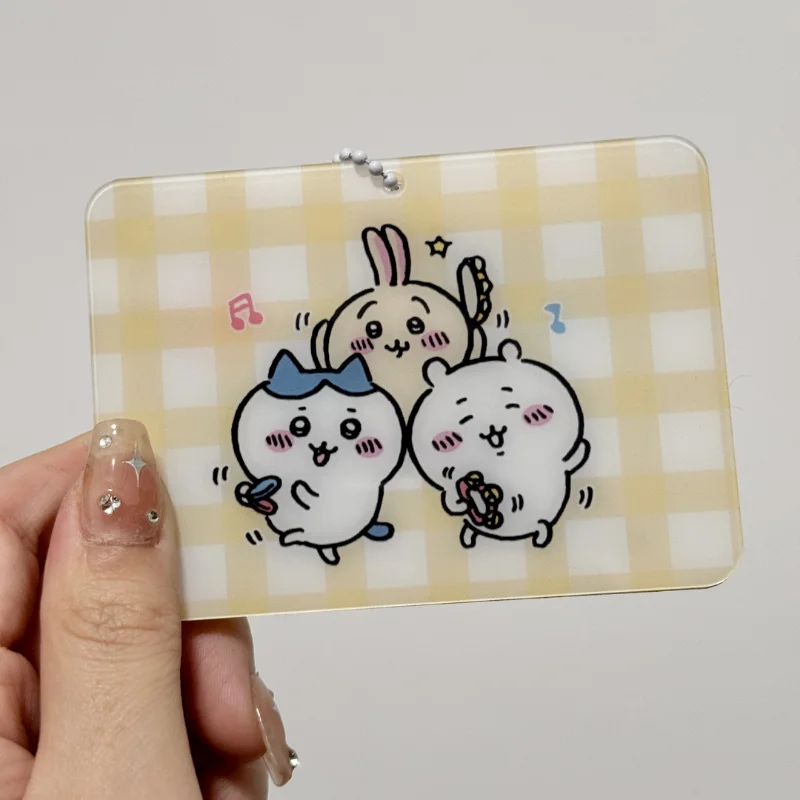Chiikawa Acrylic Card Holder Kawaii Women Business ID Bank Card Holders Badge Child Bus Card Cover Case with Pendant Gifts image 6