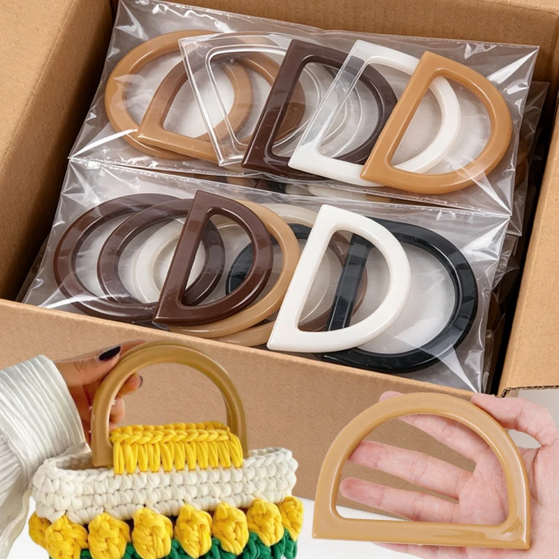 10PC D-Shape Bag Handles DIY Resin Replacement Handbag Yarn Knitting Handles Purse Tote Bags Straps Bag Accessories Wholesale