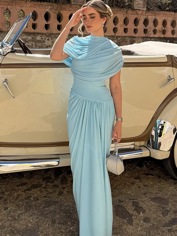 Elegant Pleated Shawl Evening Long Dress: The Formal Unique 21st Birthday Dress That Actually Fits and Elegant Pleated Shawl Evening Long Dress: The Formal Unique 21st Birthday Dress That Actually Fits and
