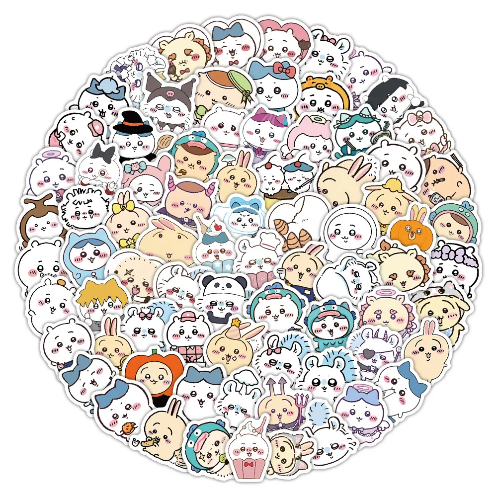 102 Stück Kawaii Jiikawa Cartoon-Aufkleber, Dekorative Scrapbook-, Gepäck-, Tassen- und Schreibwaren-Aufkleber, Niedliche Chiikawa-Graffiti-Sticker als Geschenk für Kinder – Detail 6