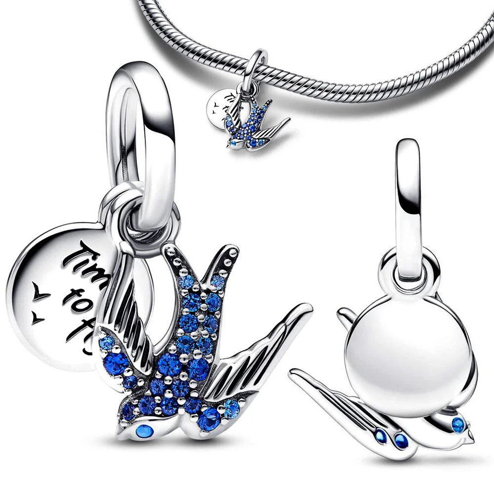 925 Silver Plated Flower Bird Series Charm Beads 2024 New Fit Pan Original Bracelet For Jewelry Making image 3