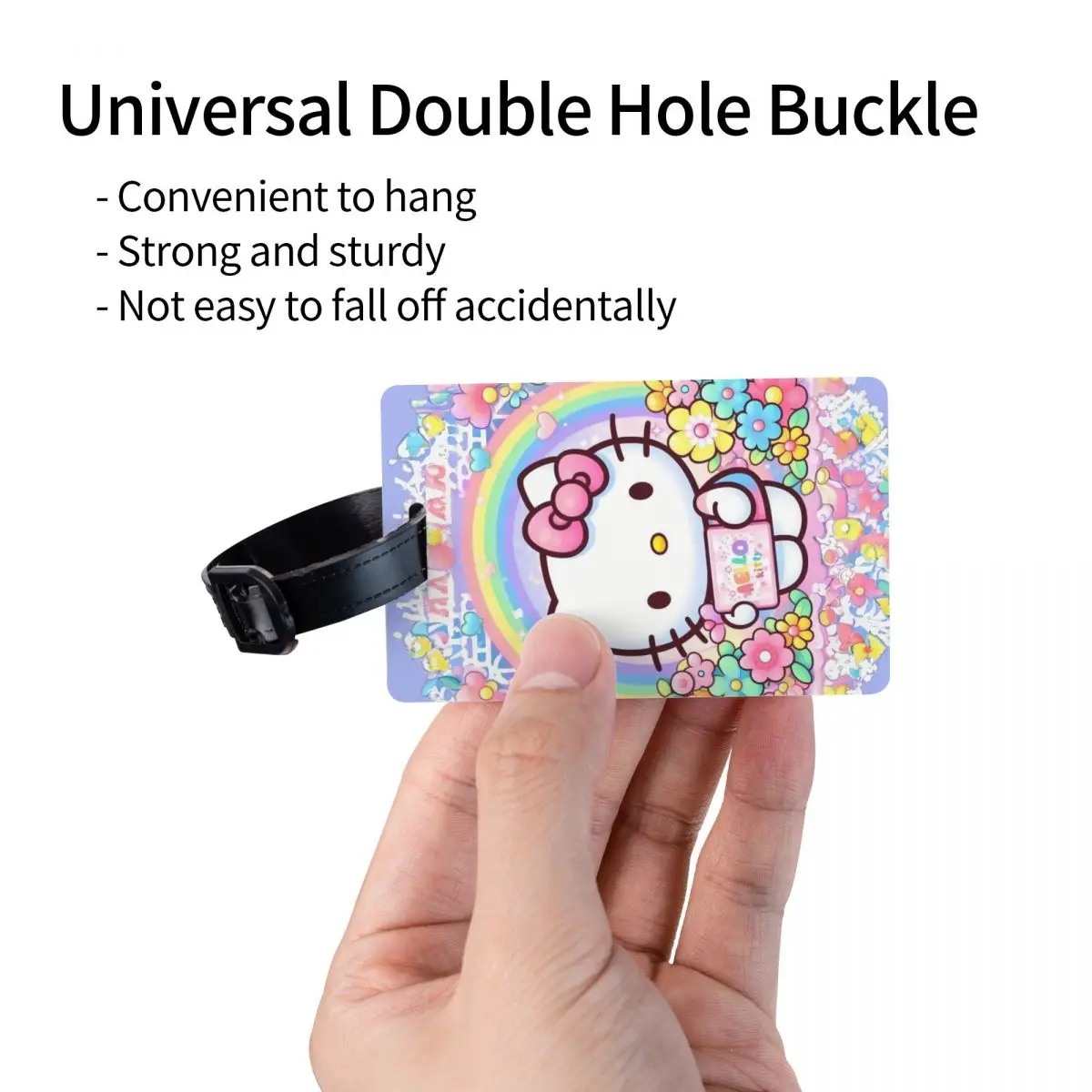 Benutzerdefinierte süße Cartoon-Katze Hello Kitty Gepäckanhänger mit Namenskarte, Sichtschutz, ID-Etikett für Reisetasche, Koffer