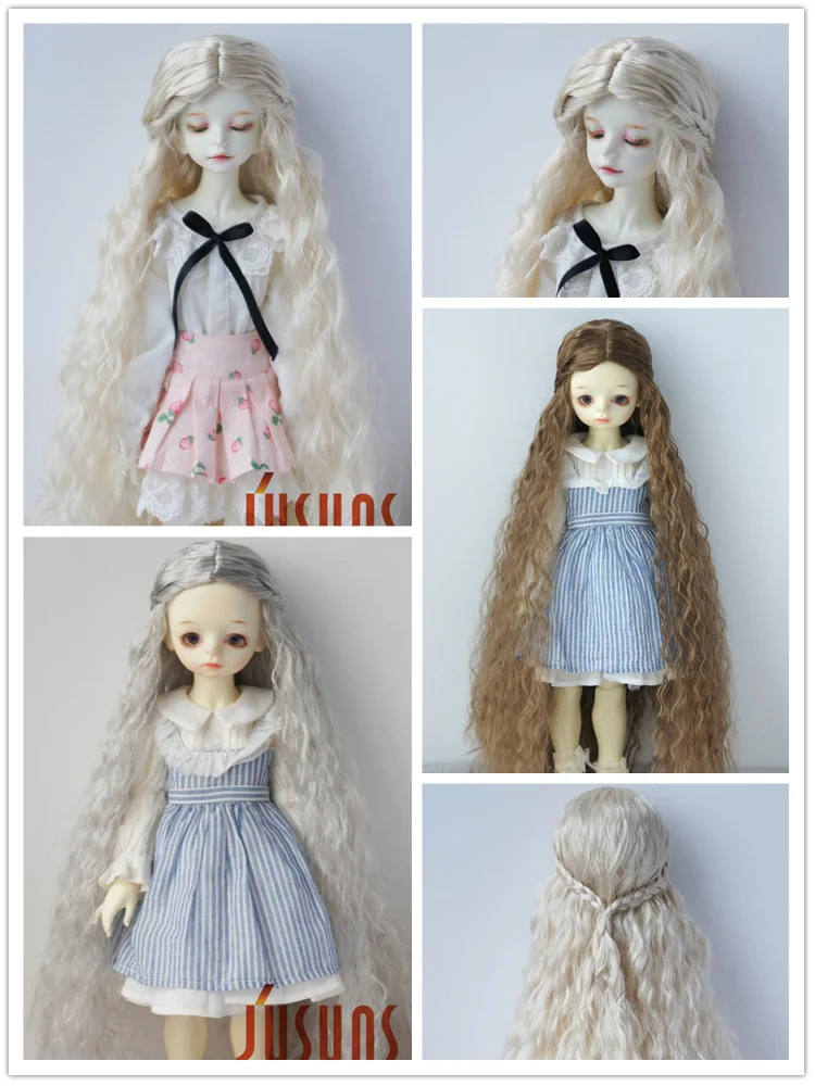 JDpara-Perruque Synthétique Longue Ondulée, 1/6 1/4 1/3, Mohair BJD, YOSD MSD, Taille SD, 6-7 pouces, 7-8 pouces, 8-9 pouces, Beurre, Accessoires Bon Marché