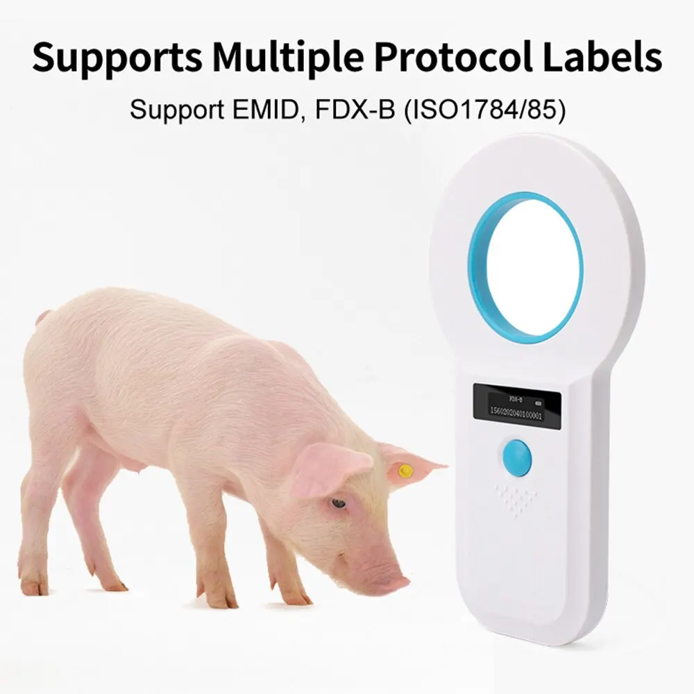 134.2Khz RFID Animal Tag Reader 125K Pet Microchip Scanner ISO11784/85/FDX-B/EMID Microchip For Pet/Dog/Cat/Pig 128 Data Storage