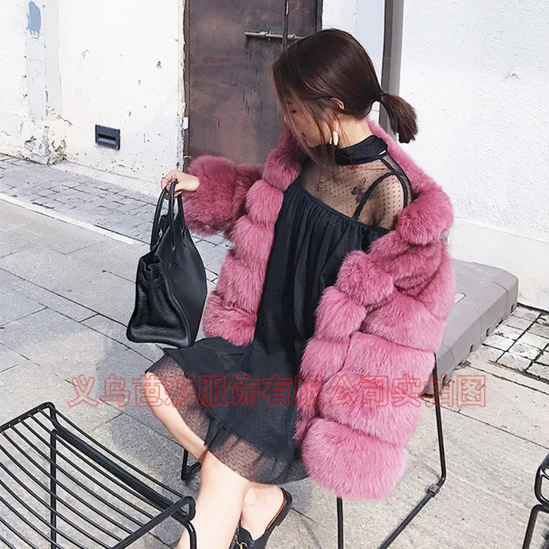 Women's Clothing Fox Fur Coat Medium To Long Style Soft Keep Warm Thickening Montage Environment protection Fur  Denim Jacket