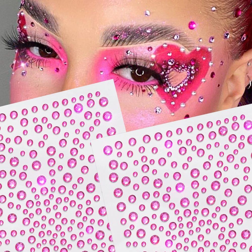 

1Pc Music Festival Party Face Gem Jewels Rhinestone Rose red Sparkle Eye Body Diamond Eyeshadow Stickers DIY Makeup Decoration