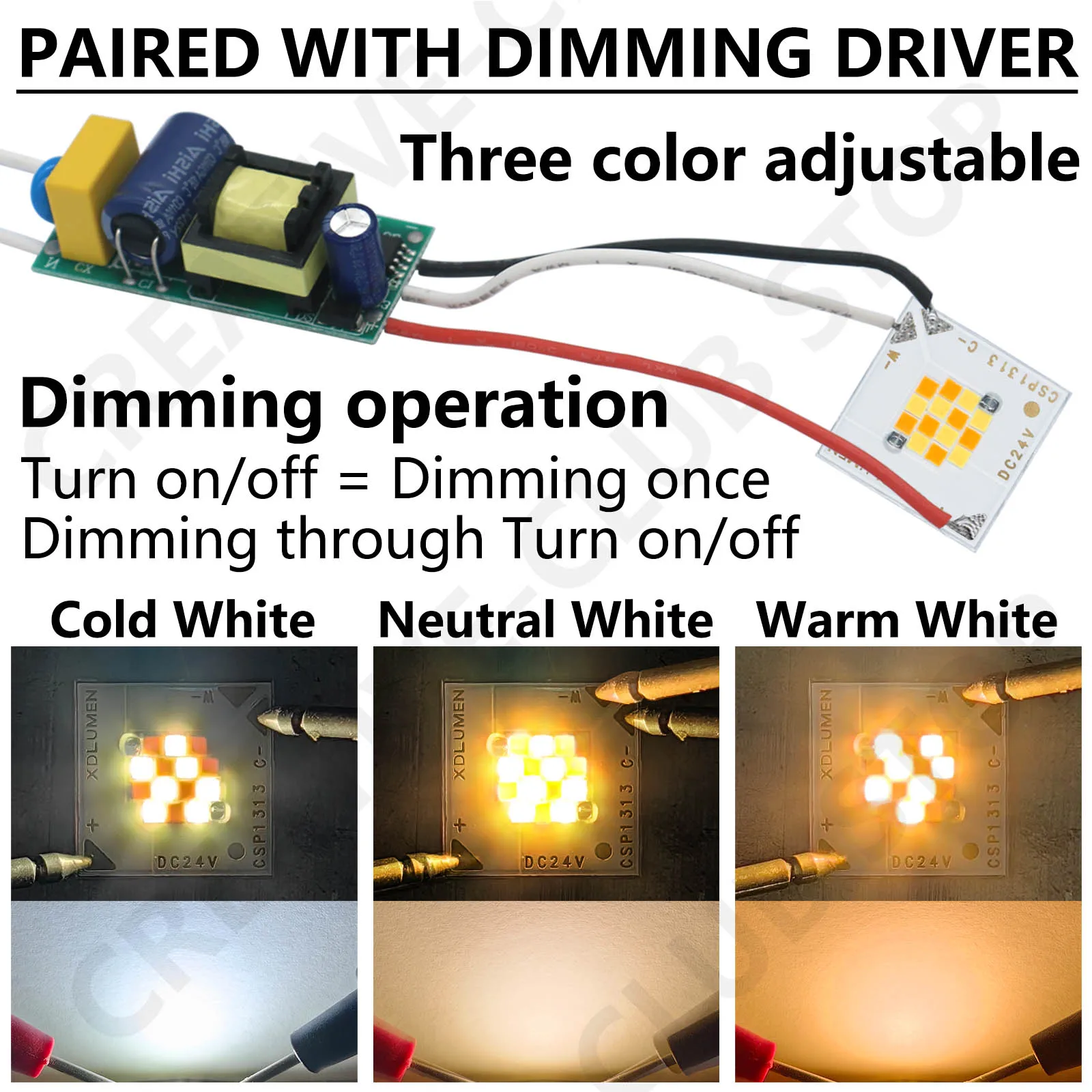 Dual Color Light Source LED COB Chip Diode 1313 7W 12W DC24V CSP Lamp Beads Warm White Cold White Ra90 For Floodlight Spotlight