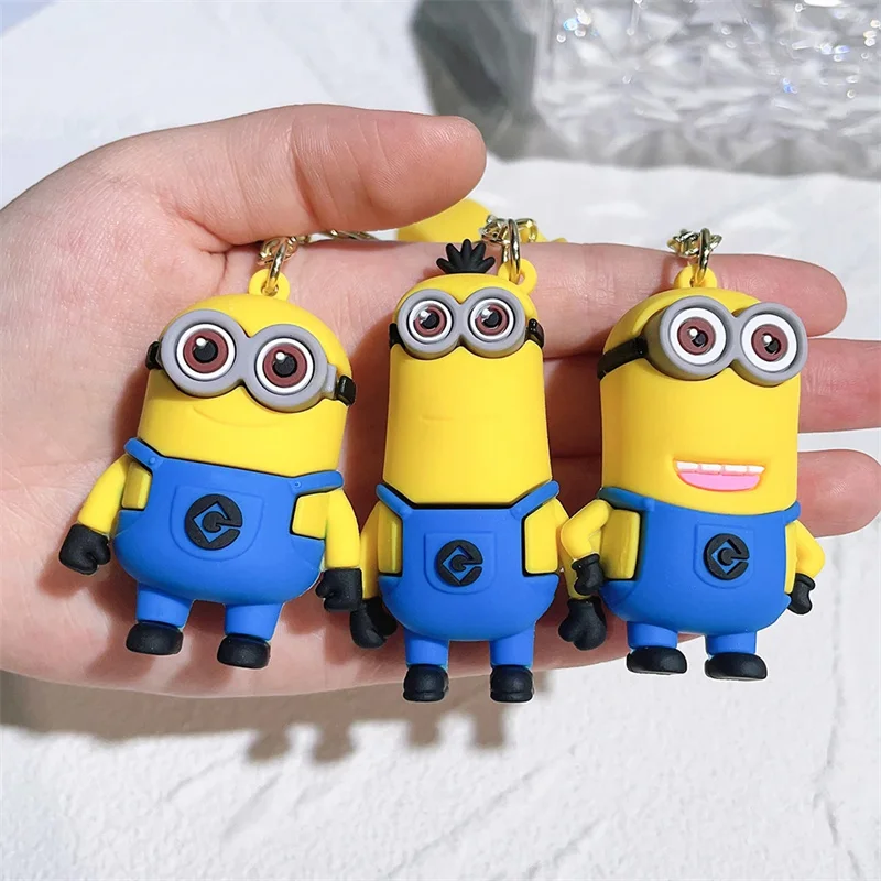 Minions Keychain Bob Kevin Cute Cartoon Cartoon Toy Model Pendant Car Keyring Package Accessories Kids Holiday Gifts Boys Girls