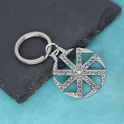 Medieval Slavic Kolovrat Pendant Keychain For Men Women Solar Pagan Key Chains Viking Jewelry Amulet Talisman Gifts Accessories