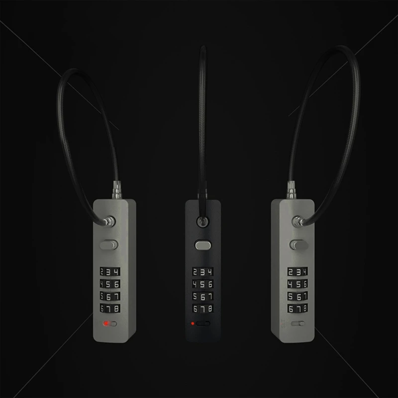 Portable Motorcycle Helmet Lock & Cable 4 Digit Bike Combination Lock Travel Padlock Mini Lock Universal Drosphip