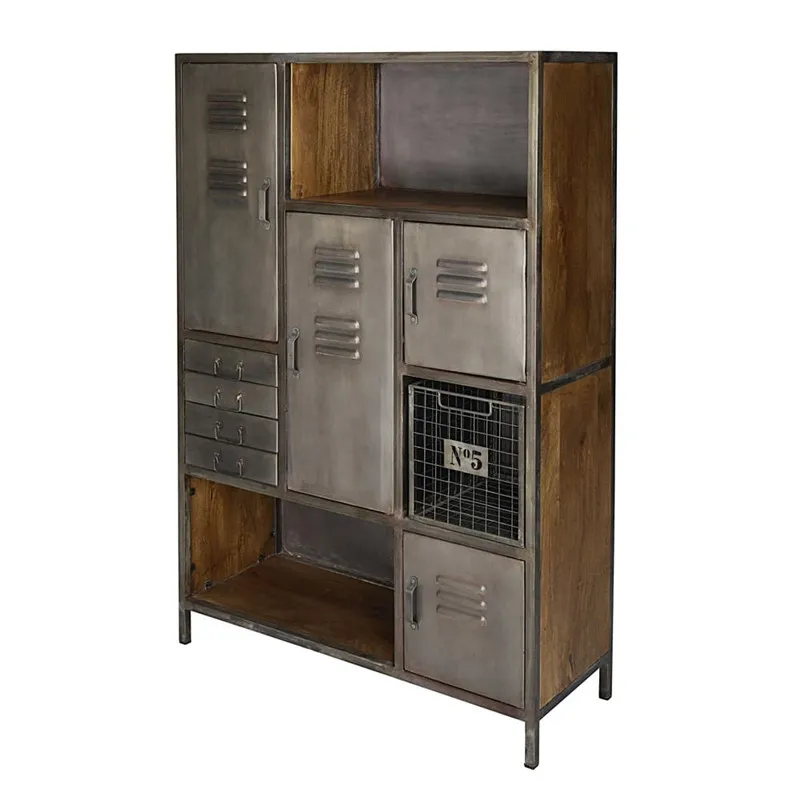 Solid wood bookcase locker retro old office file cabinet living room