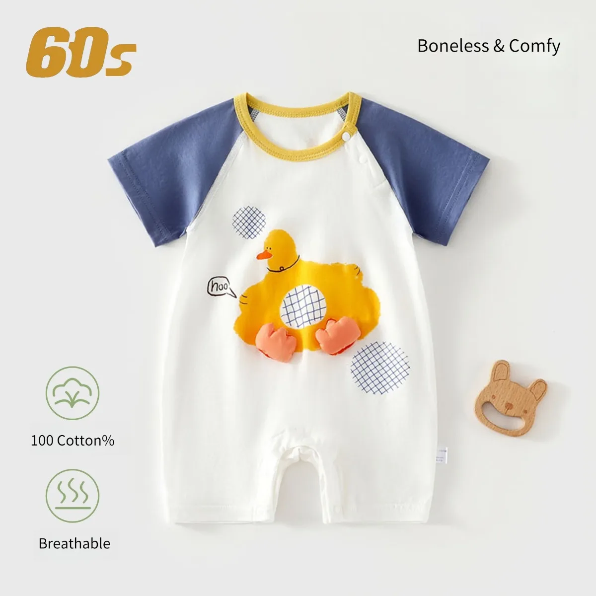 New Arrival Infant Pure Cotton Breathable Jumpsuit 6-18M Kid Summer Lightweight Onesie Baby Boy Girl Casual Stretchy Knit Romper