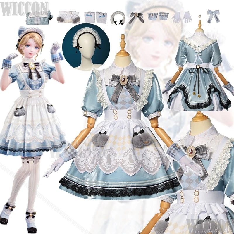 Nikki Tea Party Maid Dress Game Infinity Nikki Cosplay Costume Lolita Blue Dress Bustle Cute Girl Women Set Holloween Customized