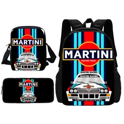 Racing Martini Stripe Child School Backpack With Shoulder Bag Pencil Bags School Bags for Boys Girls Best Gift