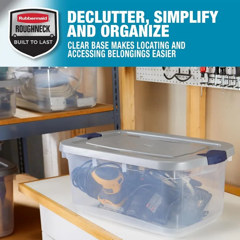 Imagem -06 - Rubbermaid-roughneck Clear Storage Containers Pacote de Latching Grey Lids Base Visível Sturdy Containers 50 qt 12 Gal