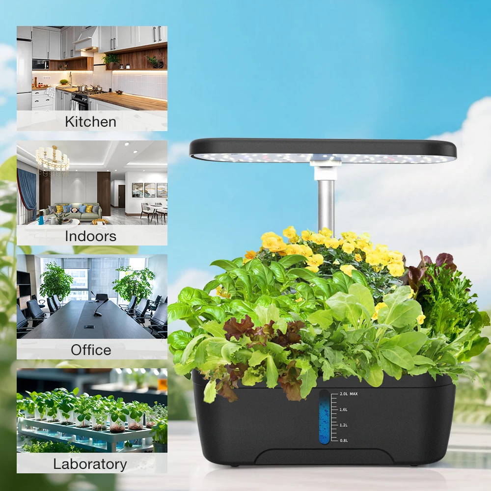 6穴LED育成ランプ付き急速成長プラスチック製水耕栽培プランター、フルスペクトル搭載プラスチック製水耕栽培プラントマシン