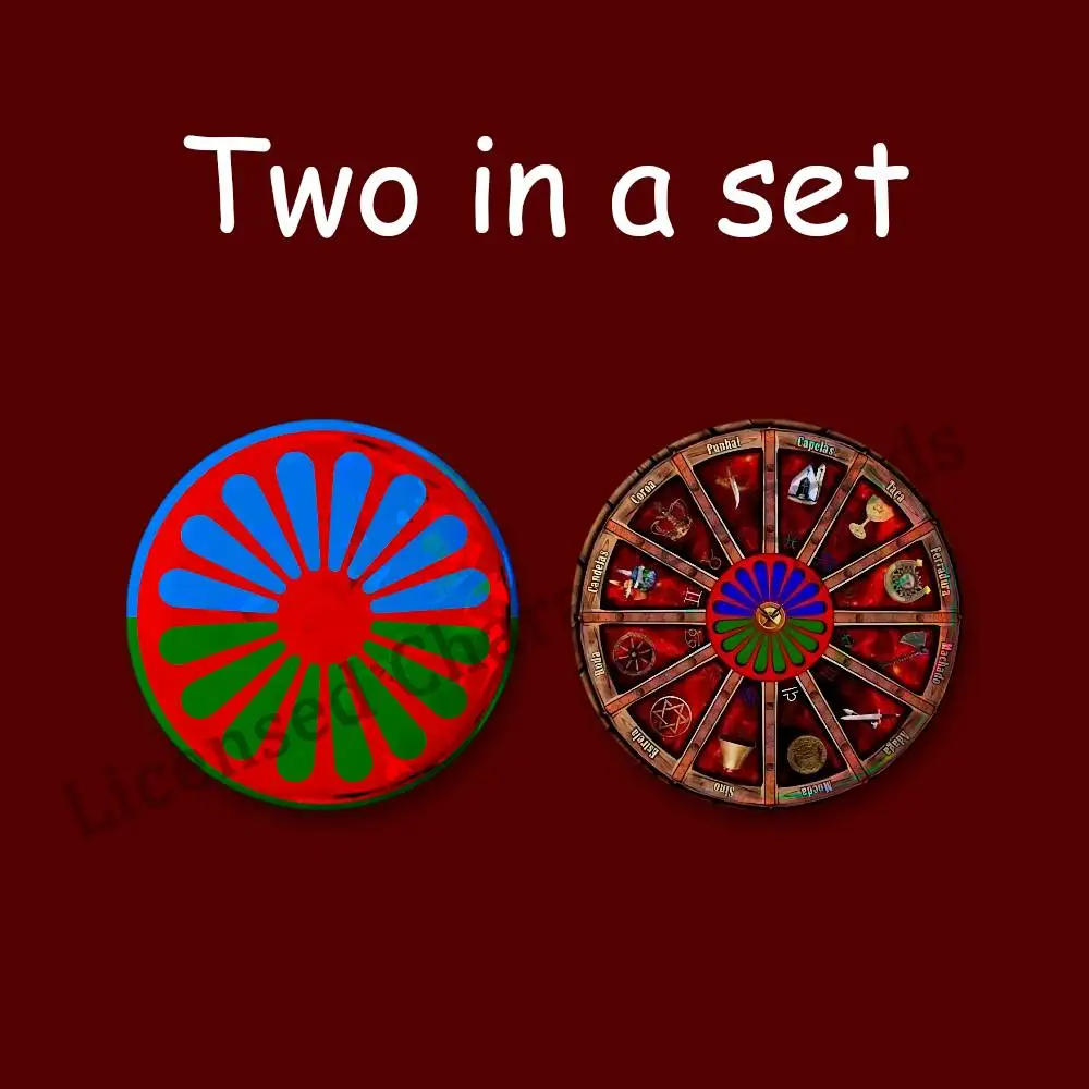 Rom Gypsy Printed Pins 2 piece set Couple Badges Decorations Souvenir Collectibles 25 32 44 58 75 mm