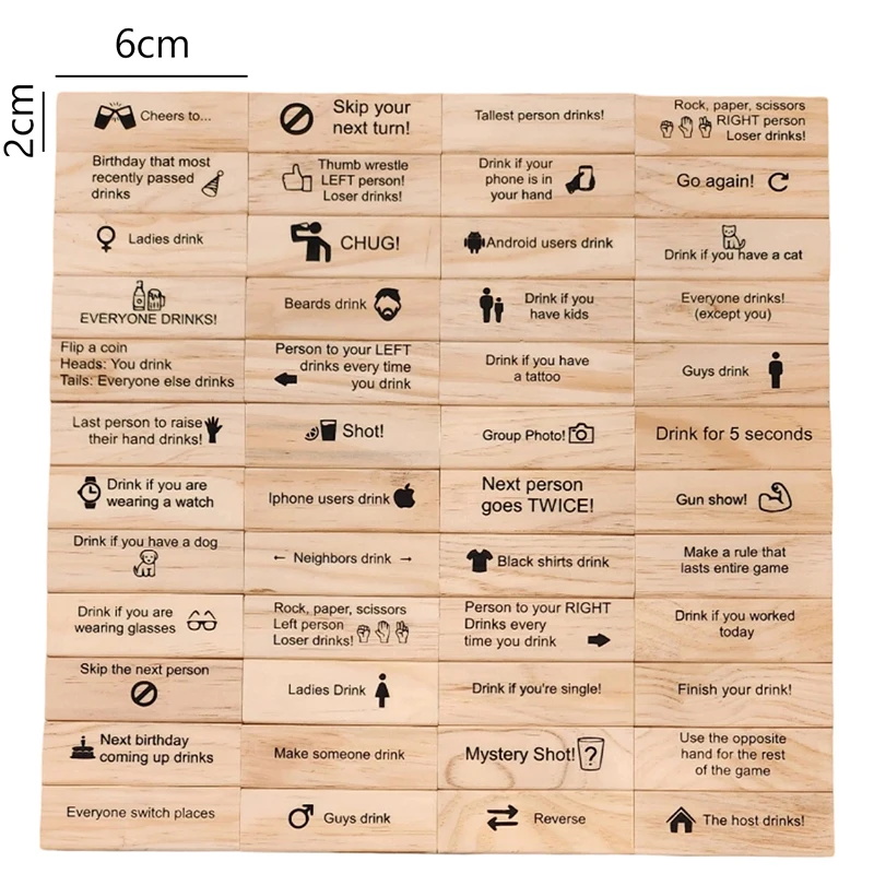 48 Pcs 나무 텀블 타워 게임, 성인용 게임, 성인용 커플 게임, 스태킹 나무 블록 게임
