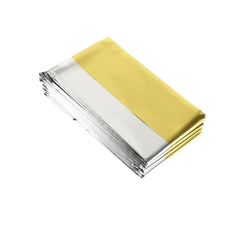 Manta de supervivencia dorada y plateada de emergencia para exteriores, cortina de rescate de primeros auxilios impermeable, manta militar térmica de 130x210cm