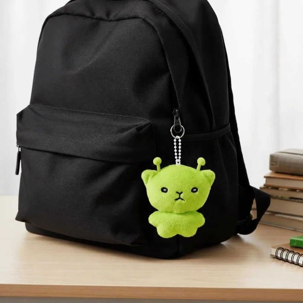 Cartoon-Plüsch-Rucksackanhänger, Mini-Handyband, Kawaii-Stil, süßer Stern-Alien-Katzen-Schlüsselanhänger, Taschendekoration – Detail 2