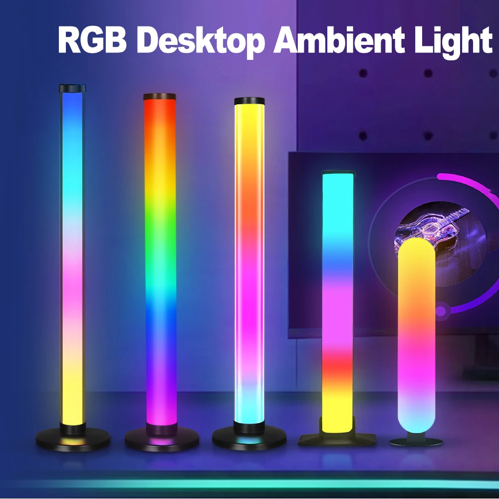 

USB 5V Bluetooth RGB Desktop Ambient Light APP Remote Control Music Rhythm Sync LED Lamp for Gaming Room Bedroom Decor 5V Light