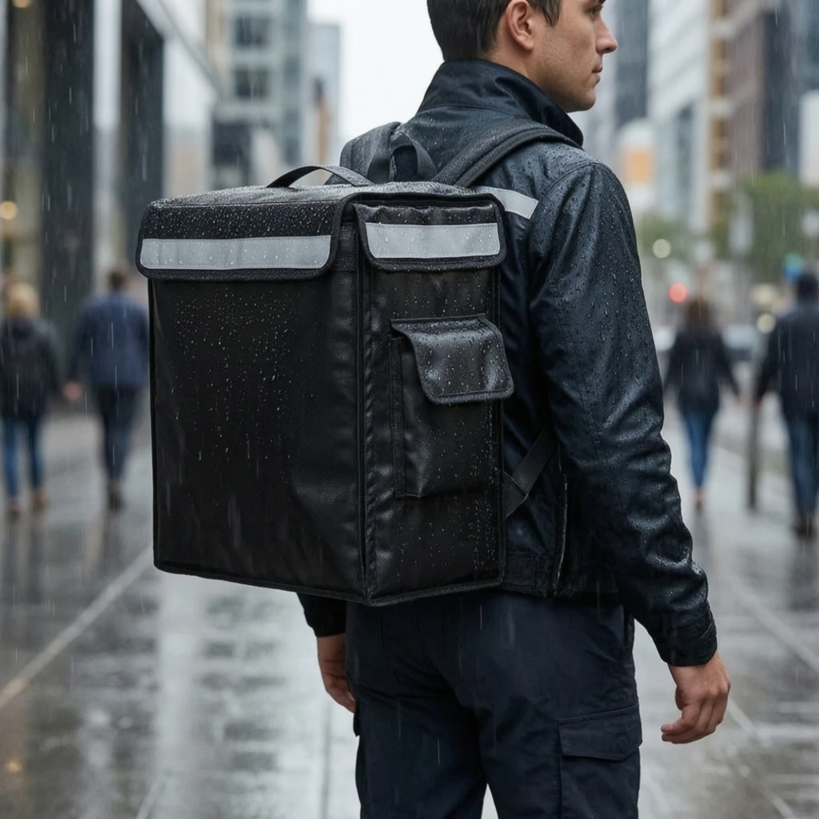 Insulated Food Delivery Backpack Waterproof Food Delivery Backpack Handshands-off Portable for Couriers, Takeaway Runs