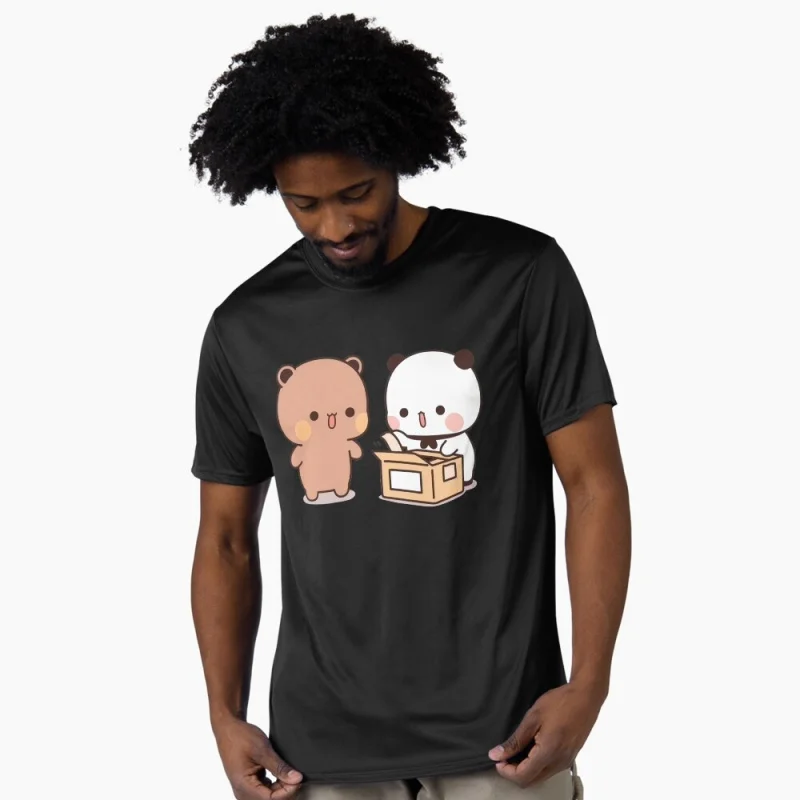 

Bubu Dudu opening a surprise box Gift t shirt ‌kawaii‌ Panda Bear Cartoon Graphic tee Cute Y2K Clothes All size Tee S-6XL