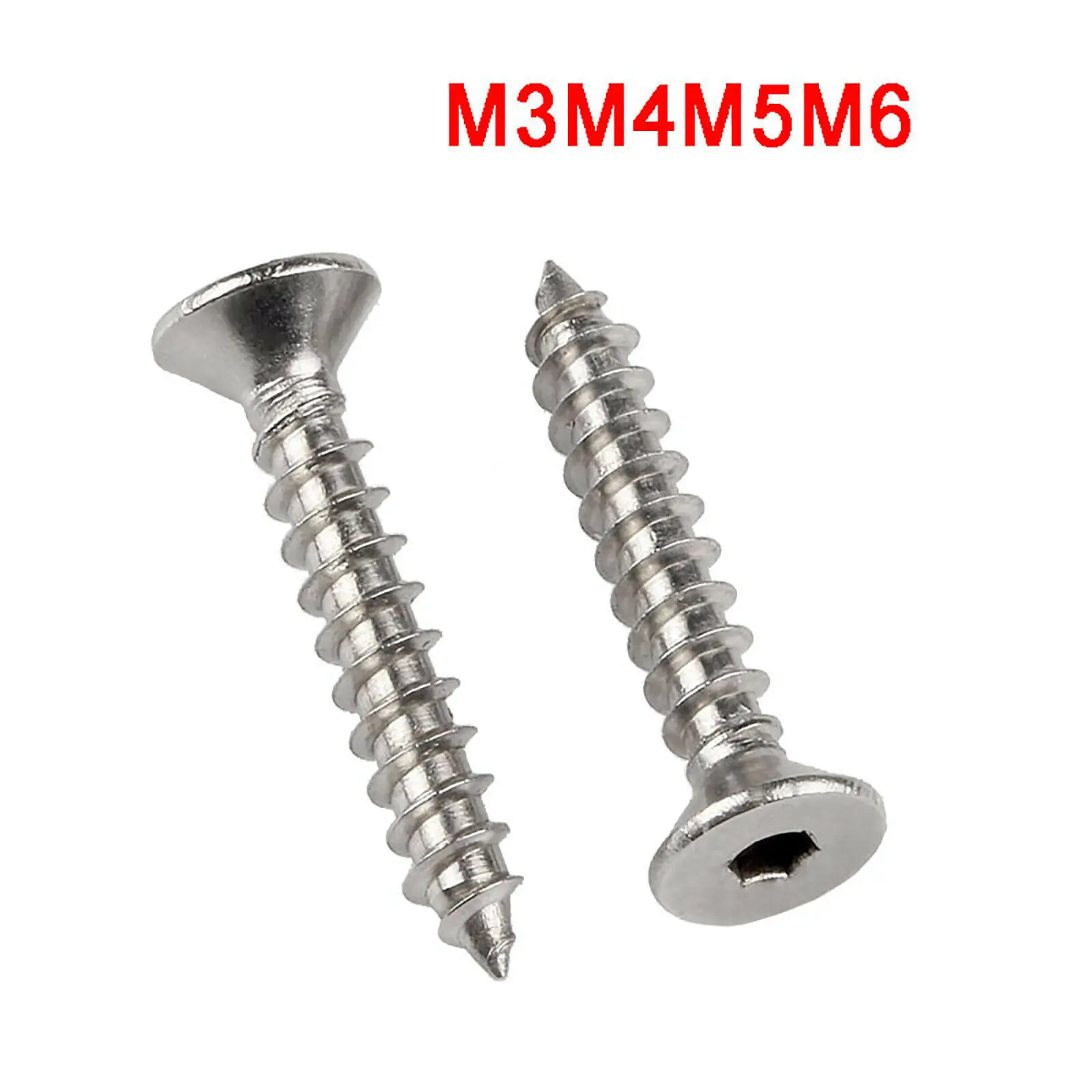 

M3 M4 M5 M6 Flat Countersunk Head Self Tapping Allen Key Screws Length 6 8 10 12 16 20 25 30 35 40mm 304 A2 Stainless Light Car