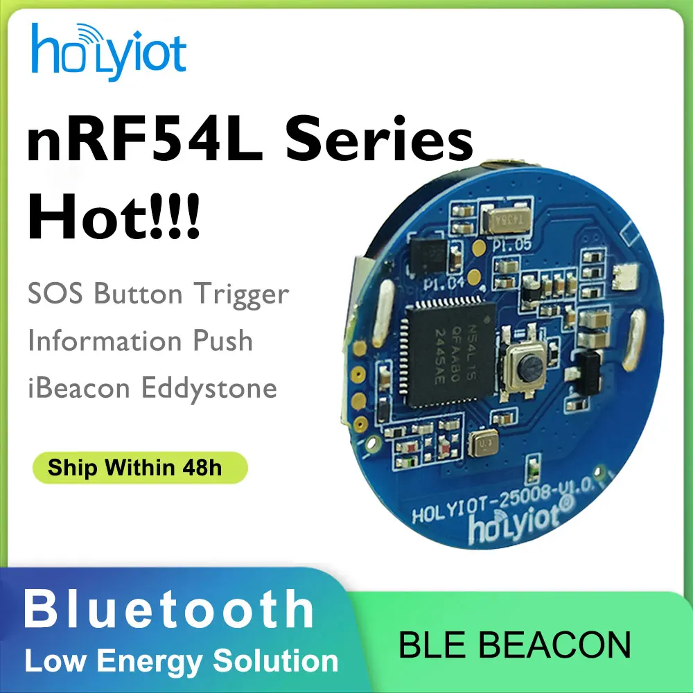 Holyiot Bluetooth Panic Button nRF54L15 BLE Module Wireless Security SOS Button Device for Seniors Patients Safety Alert