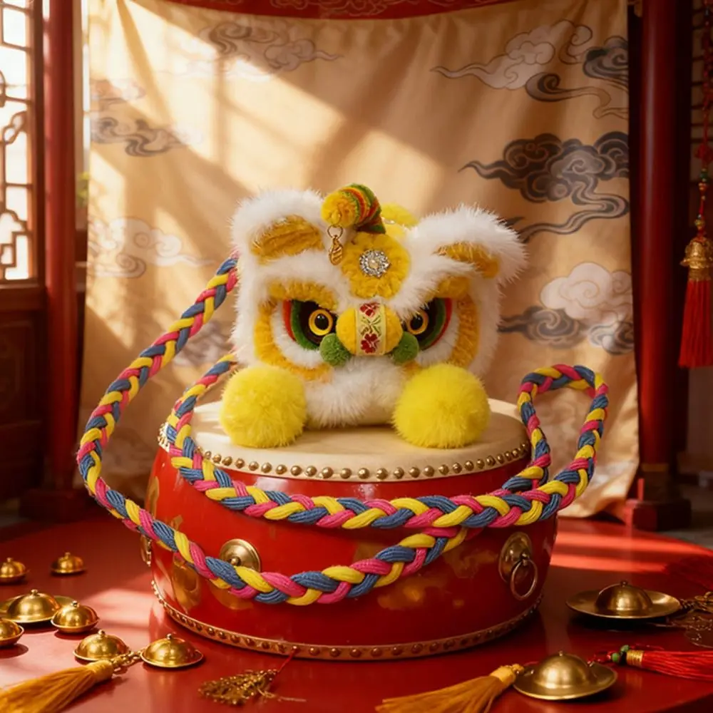 محبوك السنة الجديدة حقيبة كتف النمط الصيني تخزين الأطفال حقيبة الأسد محفظة نسائية للعملات المعدنية مهرجان الربيع الكروشيه الأسد حقيبة الرقص #3