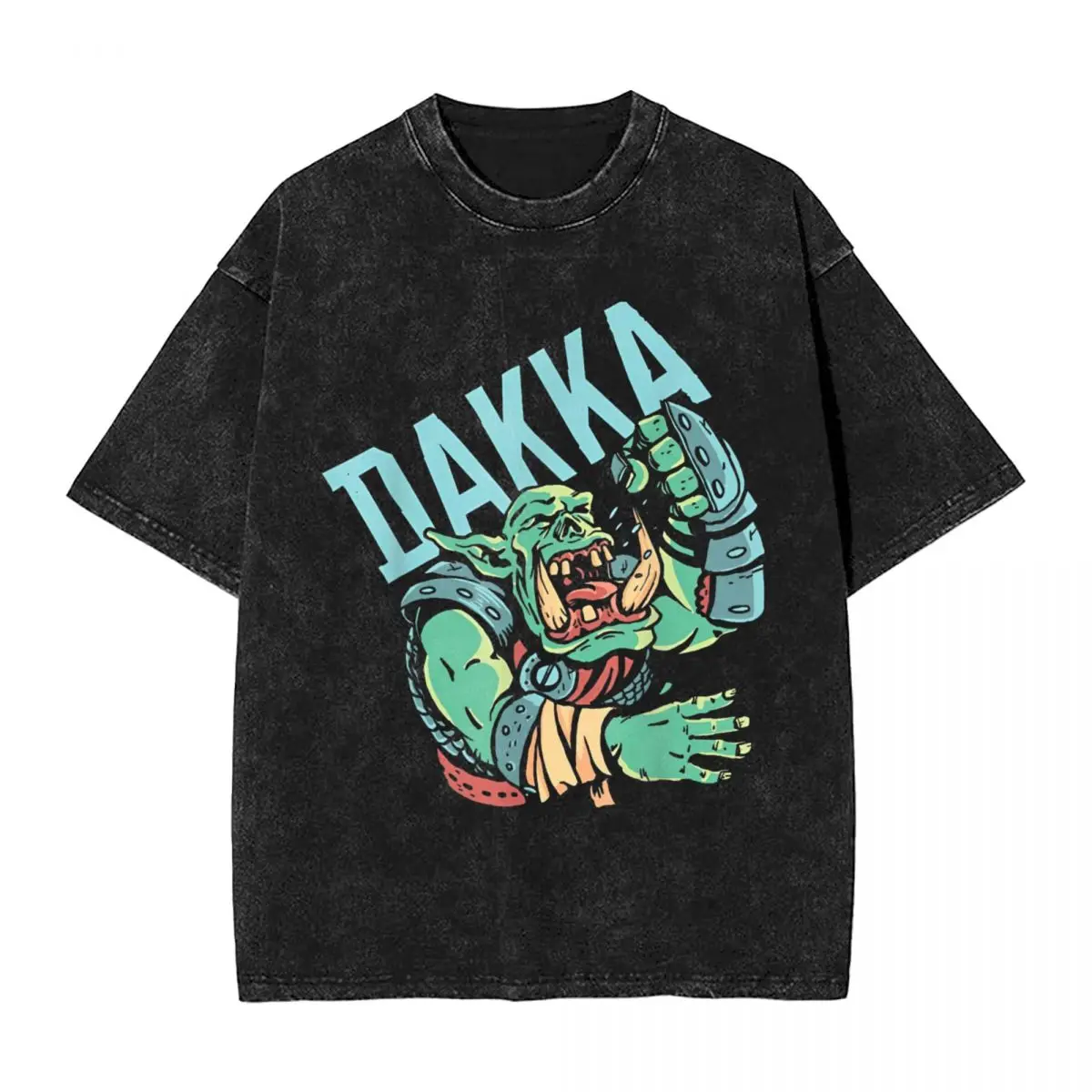 Mens T-Shirt Dakka Ork Washed T Shirts Hip Hop Beach Tee Shirt Aesthetic Design Casual Clothes Dropshipping