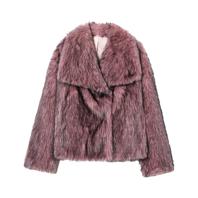 Guobioziy Women's Top 2026 Autumn/Winter New French-Style Niche Versatile Loose Warm Faux Fur Effect Short Jacket