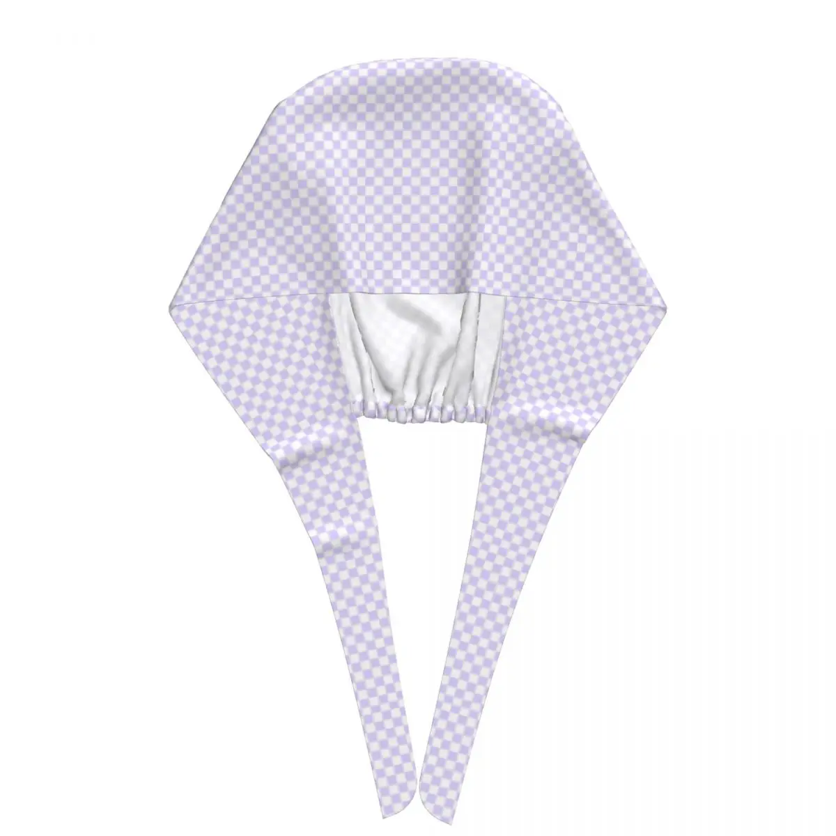 White And Pale Lavender Violet Checkerboard Scrub Hat Doctor Working Surgical Cap Unisex Adjustable Nursing Caps for Dentist