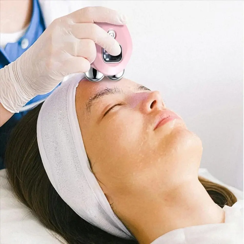 3 Levels Electric Facial Massager Adjustable EMS Microcurrent V-face Lifting Roller Digital Display Deep Hot Compress