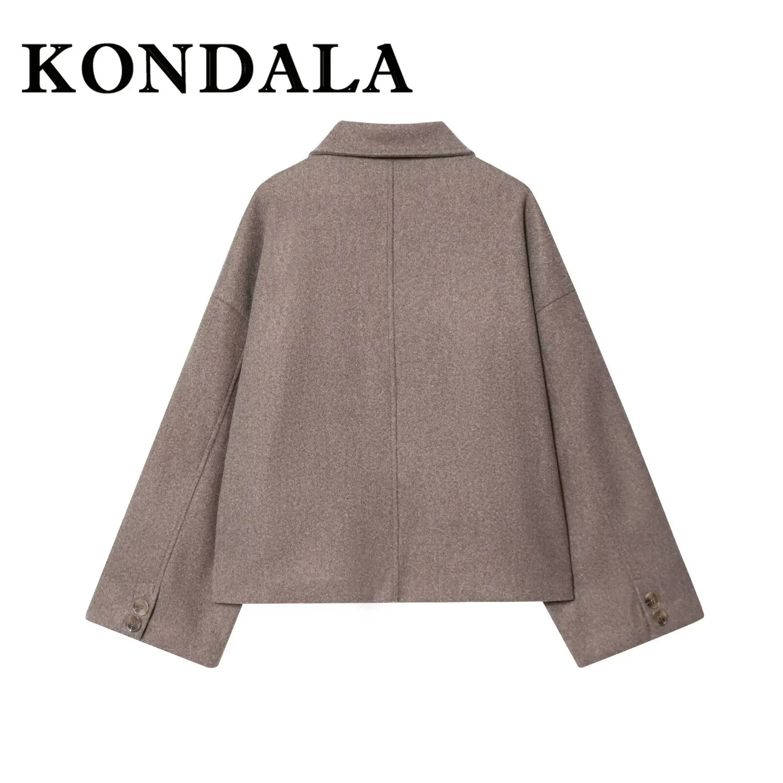 KONDALA Chic Streetwear mode 2025 automne femmes veste Vintage simple boutonnage poche manteau ample décontracté élégant femme vêtements d'extérieur