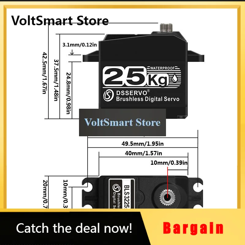 VoltSDsservo BLS3225 25KG Semi-Metal Brushless High Torque Digital Servo Waterproof High Power Large Torque For 1/8 1/10 Car RC