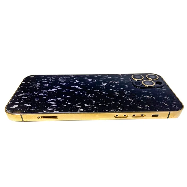 Luxury 24k Gold Plated Middle Phone Frame Housing Real Carbon Fiber Protective Cover Case Replacement For iPhone