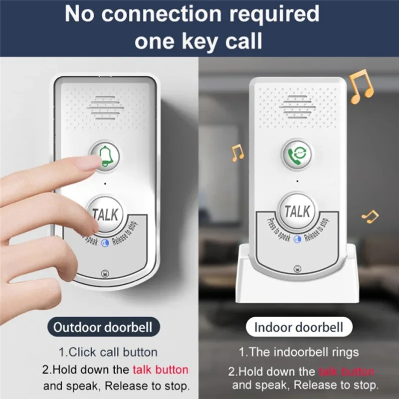B03B-2.4G Wireless Long Distance Door Phone Intercom Doorbell 2 Way Audio Voice Sender&Reciever For  Hotel Call Durable