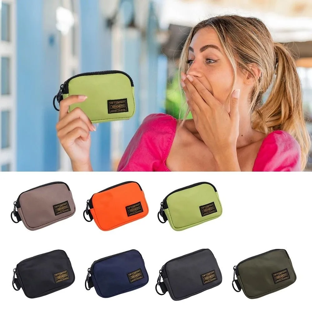 Fashion Minimalist Canvas mini Coin Purse Card Holder Solid Color Short Wallet Zipper Storage Bag Boy