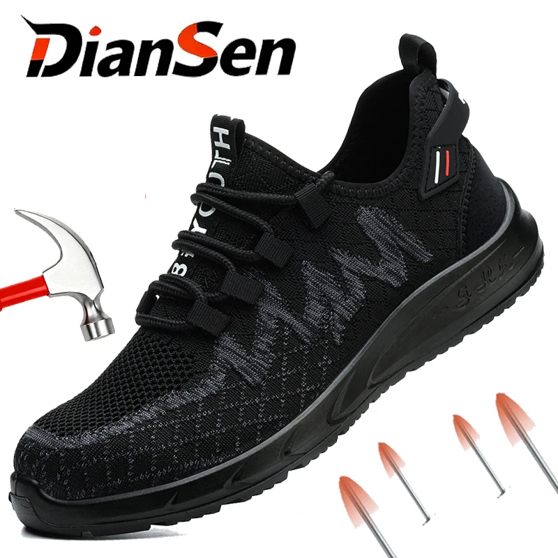 Anti-smash Men Steel Toe Work Shoes Lightweight Breathable Work Sneaker Indestructible Protective Boots Non Slip Work Shoes