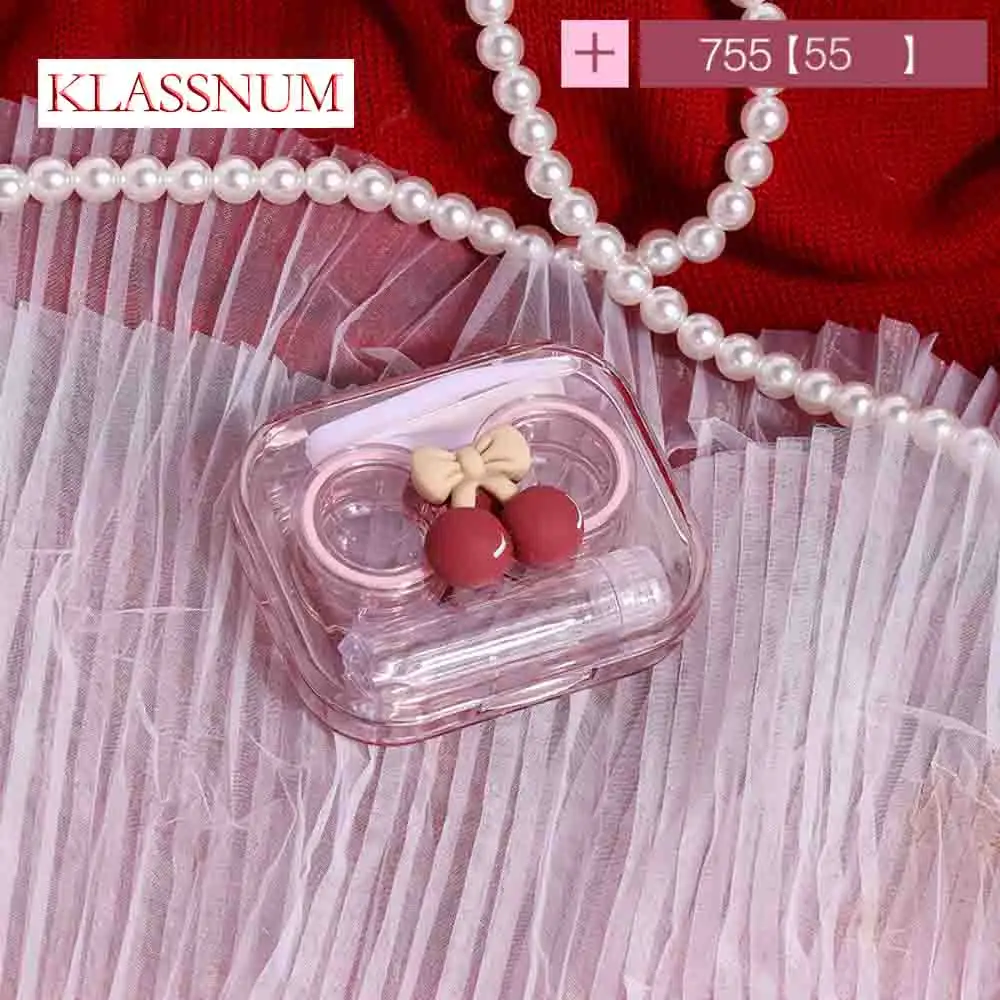 KLASSNUM Brief Colorful Transparent Contact lens box Integral immunity Screw cap Cosmetic Contact Lenses Box Portable cartoon