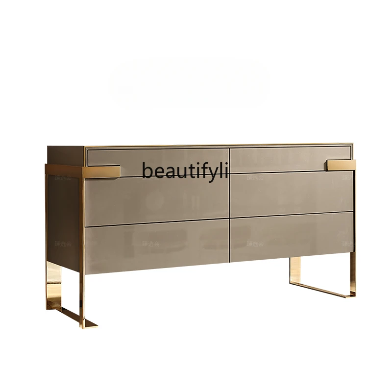 

Italian solid wood six-chest cabinet, entrance cabinet, chest cabinet, locker, modern simple luxury chest